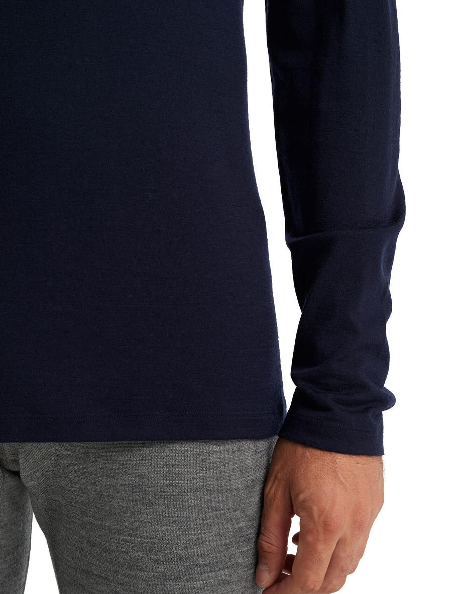 Men's Icebreaker Merino 200 Oasis Long Sleeve Half Zip Thermal Top Base Layers Midnight Navy | CA 1588FDNM